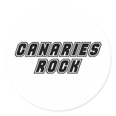 Canaries Rock Round Stickers by dustin1175