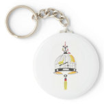 Canary in Asian Birdcage keychains