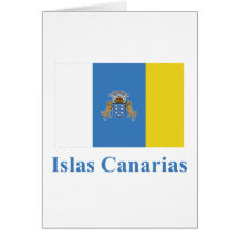 Canary Islands Flag with Name in Spanish Card