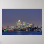 Canary Wharf at night posters