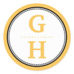 Canary yellow 2 initial letter monogram gift tag stickers