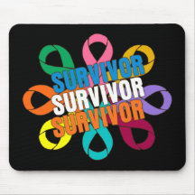Cancer Awareness Flower Ribbon -  Cancer Survivor Mouse Mat