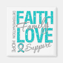 Cancer Inspiring Slogan Collage Ovarian Cancer Fridge Magnet