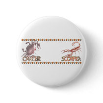 Cancer Scorpio zodiac friendship by Valxart Pinback Button