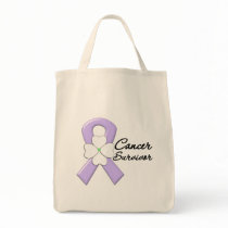 Cancer Survivor Flower Ribbon Tote Bags
