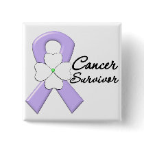 Cancer Survivor Flower Ribbon Pinback Buttons