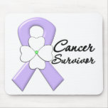 Cancer Survivor Flower Ribbon mousepads