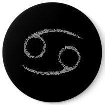 Cancer. Zodiac Astrology Sign. Black. Pins
