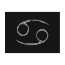 Cancer. Zodiac Astrology Sign. Black. Post Cards