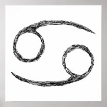 Cancer. Zodiac Astrology Sign. Black. Posters