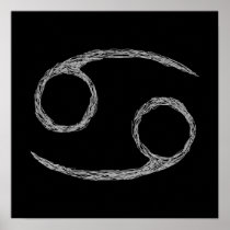Cancer. Zodiac Astrology Sign. Black. Posters
