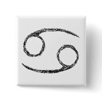 Cancer. Zodiac Astrology Sign. Button