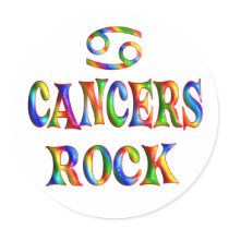 Cancers Rock Round Sticker