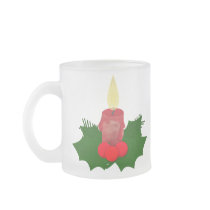 Candle And Holly Merry Christmas Frosted Mug