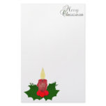 Candle And Holly Merry Christmas Stationery