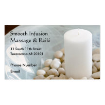 Candle with meditation stones business cards