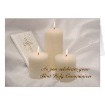 Candles and Prayer Book First Holy Communion Card