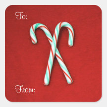 Candy Cane Gift Tag Sticker