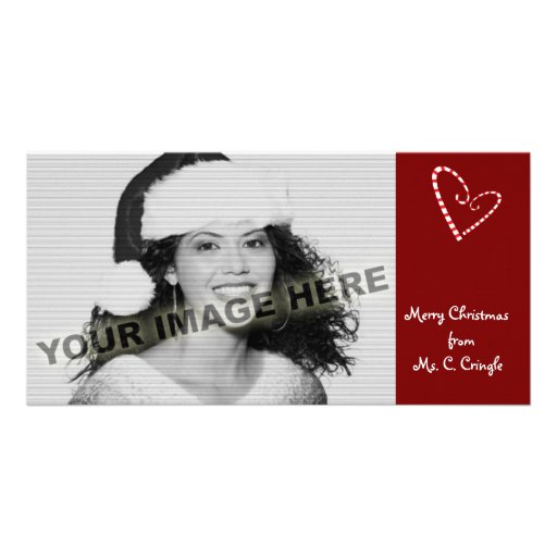 Candy Cane Hearts Customisable Photo Card