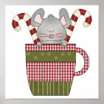 candy cane mouse in cup posters