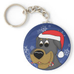 Candy Cane Rottweiler Keychain
