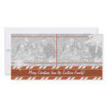 Candy Cane Stripe Snowflake Border Family photo cards