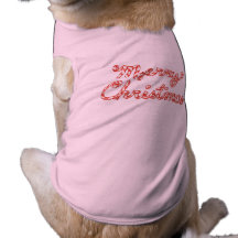 Candy Cane Striped Merry Christmas Doggie Tshirt
