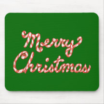 Candy Cane Striped Merry Christmas Mousepad