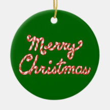 Candy Cane Striped Merry Christmas Christmas Tree Ornaments