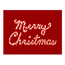 Candy Cane Striped Merry Christmas Post Cards
