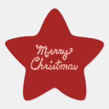 Candy Cane Striped Merry Christmas Stickers