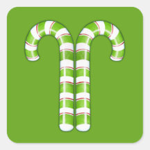 Candy Canes green Square Sticker