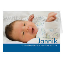 Candy Colours Blau Geburtskarte - Baby Announcemen Greeting Cards