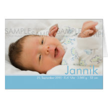 Candy Colours Blau Geburtskarte - Baby Announcemen Greeting Cards