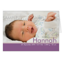 Candy Colours Lila Geburtskarte - Baby Announcemen Card