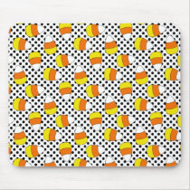 Candy Corn Halloween Polka Dot Mousepad