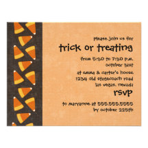 candy corn trick or treating halloween invitations