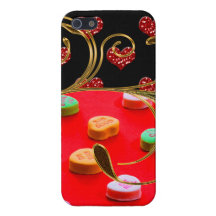 Candy & Glitter Valentine Hearts Golden Swirls Case For iPhone 5