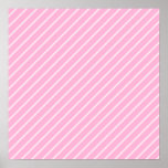 Candy Pink Diagonal Striped Pattern. Posters
