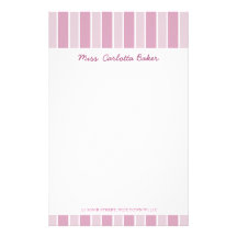 Candy Pink Stripe Personal Stationery