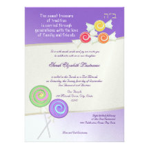 Candy Sweet Bat Mitzvah Grape Custom Announcements