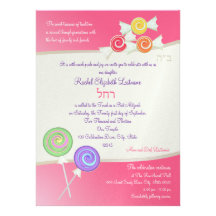 Candy Sweet Bat Mitzvah Watermelon Dark Pink Personalized Announcements
