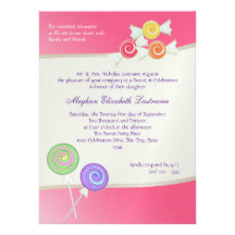 Candy Sweet Sixteen Birthday Watermelon Dark Pink Personalized Invitation