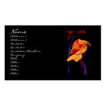 Canna Lilies on Black With Blue Business Cards