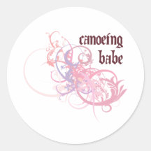 Canoeing Babe Round Stickers