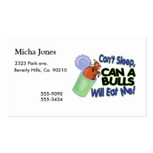 Can't Sleep Can Of Bulls Will Eat Me Business Card Templates