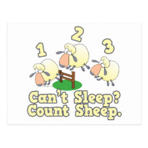 cant sleep count sheep cute cartoon design post cards