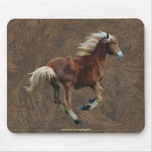 Cantering Colt Horse Art on 2-D Faux-leather Mousepad