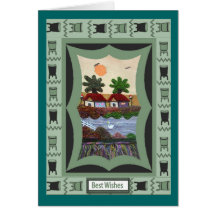 Cantonese embroidered panel  , Happy Birthday Greeting Card