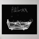 Canvas Print B&W Relax X-Ray Skeleton Bath Time